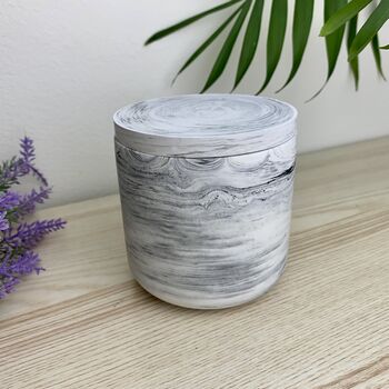 Smooth Grey Marbled Storage Pot With Lid, 3 of 6