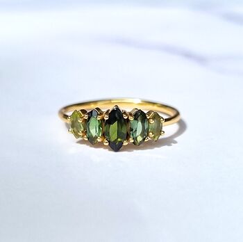 Ombre Green Tourmaline Ring In Sterling Silver, 6 of 12