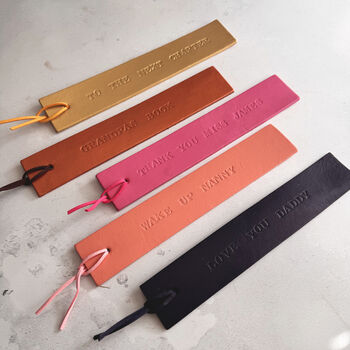 Handpainted Personalised Leather Bookmark, 2 of 6