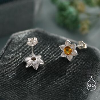 Sterling Silver Daffodil Cz Stud Earrings, 2 of 11
