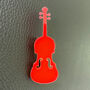 Red Violin Acrylic Brooch, thumbnail 1 of 3