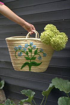 Handwoven Blue Meadow Straw Shopper Bag, 2 of 4
