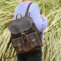 Front Pockets Vintage Look Leather Backpack, thumbnail 5 of 10