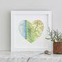 Personalised Bude Map Heart Print, thumbnail 1 of 2
