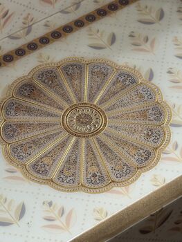 Luxury Wood Lacquer Coated Serving Tray, Indian Printed Serveware, 8 of 11