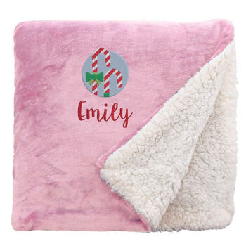 Personalised Candy Canes Christmas Snuggle Blanket, 2 of 12