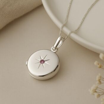 Personalised Sterling Silver October Birthstone Locket – Tourmaline, 5 of 8