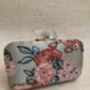 Grey Floral Handcrafted Bow Clasp Clutch Bag, thumbnail 1 of 6