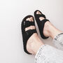 Leather Sandals With Memory Foam Insole In Black, thumbnail 4 of 9