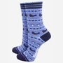 Blackbirds Fair Isle Women's Bamboo Socks Blue, thumbnail 1 of 4