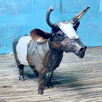 Recycled Metal Cow Garden Decoration Art098, 4 of 5