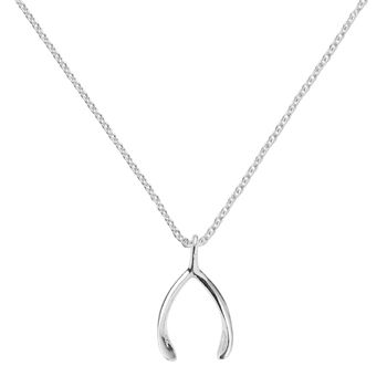 Sterling Silver Or Gold Wishbone Charm Necklace, 9 of 9