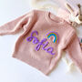 Personalised Kids Name Rainbow Knit Jumper Hand Felted, thumbnail 2 of 4