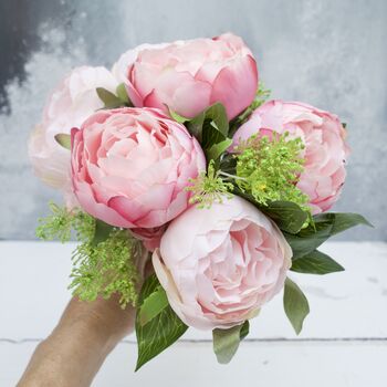 Soft Pink Peony Bouquet With Gypsophelia, 5 of 7