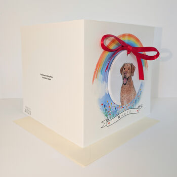 Personalised Rainbow Pet Sympathy Card With Ceramic Portrait Keepsake, 2 of 4