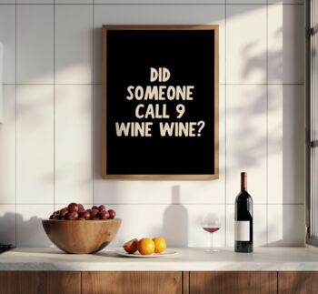 Funny Wine Wall Art Print Happy Hour Wine Bar Cart Kitchen Disco, 6 of 9