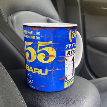 Mc Rae Suburu Rally Oily Racing Car Mug, 2 of 5