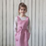 Kids Linen Pinafore Cross Back Apron Dress, thumbnail 3 of 12