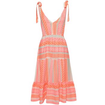 Aztec Jacquard Cotton Tie Shoulder Midi Dress, 5 of 10