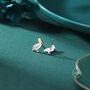 Pelican Bird Stud Earrings In Sterling Silver, thumbnail 5 of 12