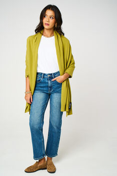 Olive Green 100% Cashmere Travel Wrap Shawl Gift Boxed, 6 of 9