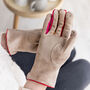 Wool Check Touchscreen Compatible Gloves Cream Or Light Grey, thumbnail 3 of 6