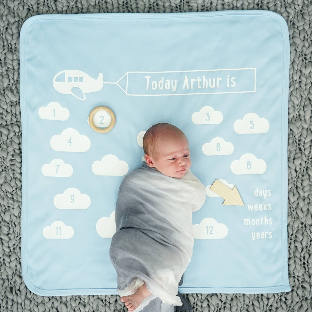 Personalised Little Aeroplane Baby Blanket Set, 1 of 6