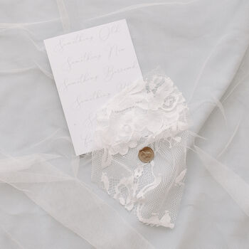 Personalised Gold Star And Lace Tie Style Wedding Garter, 7 of 8
