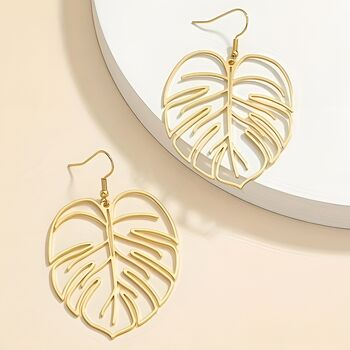 Contemporary Hollow Leaf Gold Earrings Gift, 4 of 4