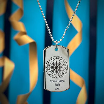 Way Finder Rune Dog Tag Recycled Silver Necklace, 9 of 12