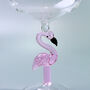 G Decor Set Of Four Flamingo Stem Handmade Glassware, Pink Flamingo Wine Sculpted Glasses, thumbnail 2 of 3