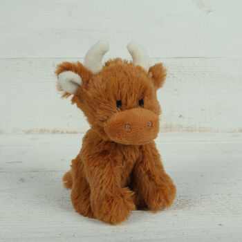 A Wee Hug Highland Cow Soft Toy With Keepsake, 4 of 9