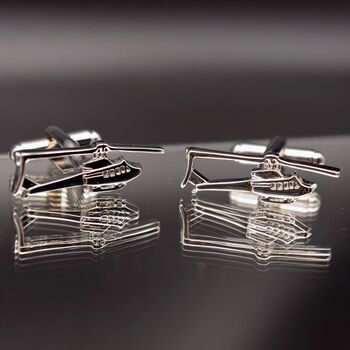 Helicopter Silver Cufflinks Gift Pilot, 4 of 5