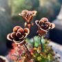 Set Of Three Mini Copper Rose Garden Planter Stakes, thumbnail 1 of 9