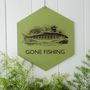 'Fishing' Personalised Leather Sign Wall Hanging, thumbnail 1 of 3