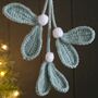 Green Knitted Mistletoe Hanging Decoration, thumbnail 2 of 2