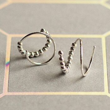 Illusion Double Hoop Sterling Silver Thread Earrings, 2 of 4