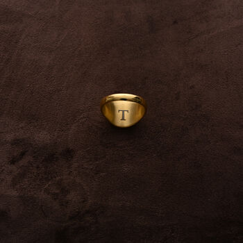Gold Space Signet Ring Large Stone, Modern Style, Personalised, 4 of 9