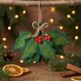 Handmade Felt Holly Sprig Christmas Hanging Decoration, thumbnail 1 of 2