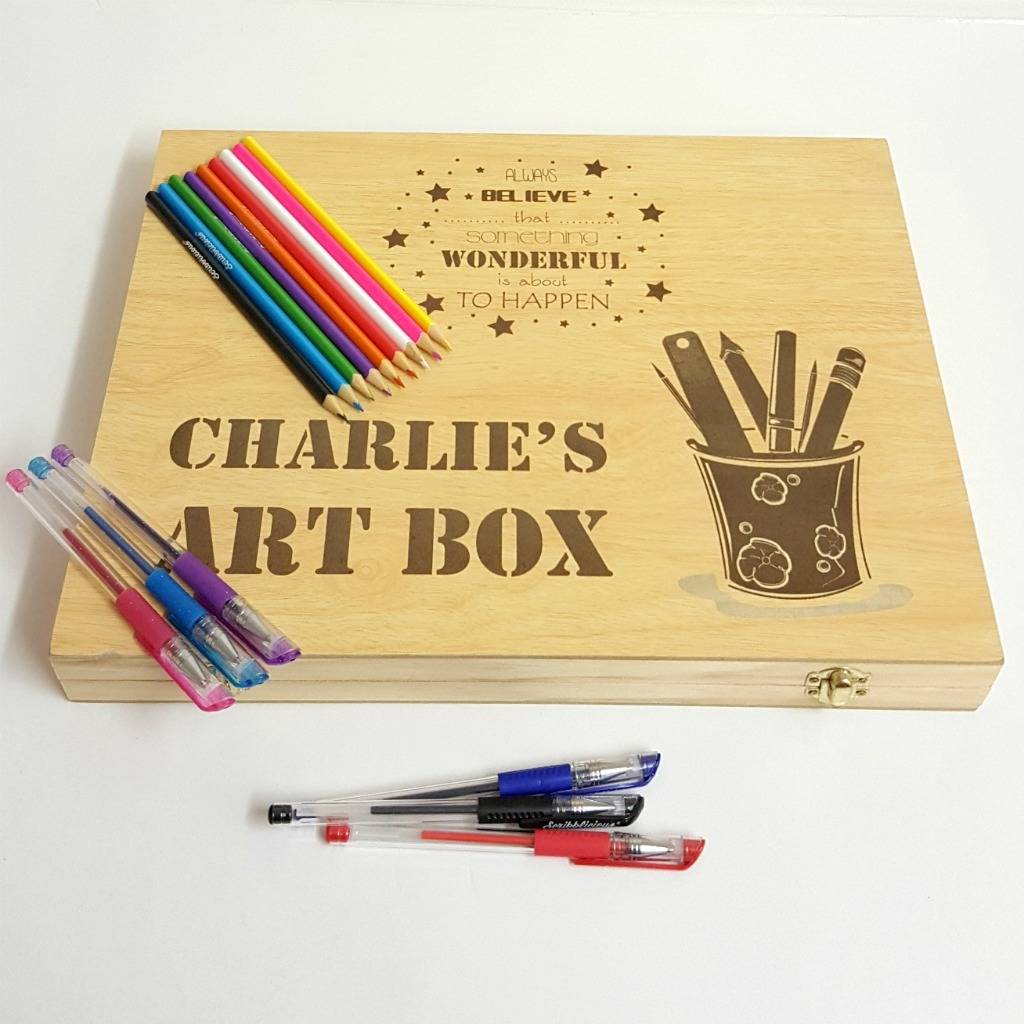 Personalised Child S Wooden Art Box By Little Foundry   Original Personalised Girl S Wooden Art Box 