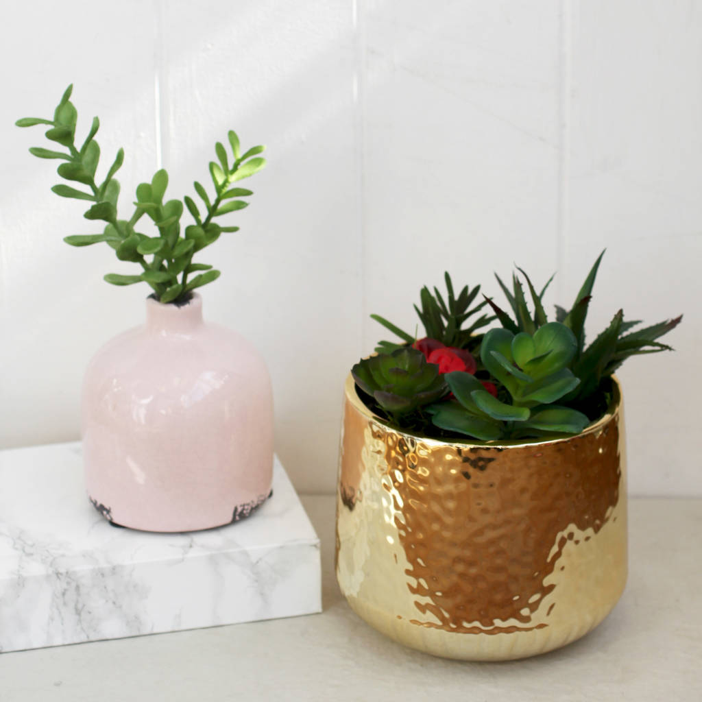 Gold Hammered Effect Indoor Planter By Posh Totty Designs Interiors | notonthehighstreet.com