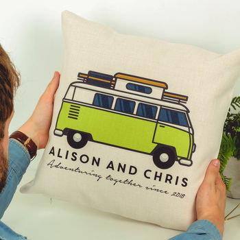 Personalised Campervan Cushion Travel Gift For Him Her, 4 of 5