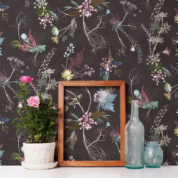 Edwardian Bloom Brown Floral Wallpaper Design, 2 of 3