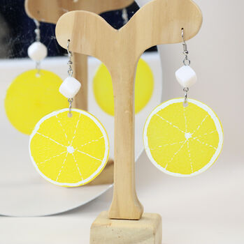 Hand Painted Lemon/Lime Drop Earrings Silver Plated, 6 of 8