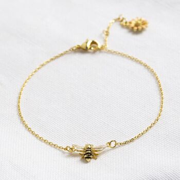 Gold Plated Enamel Bumblebee And Daisy Bracelet, 2 of 3