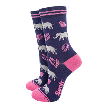 Elephants And Flamingos Bamboo Socks Gift Set For Women, 2 of 4