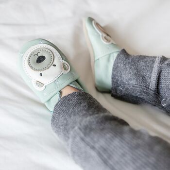 Dotty Fish Polar Bear Soft Leather Baby Shoes With Barefoot Soles, 3 of 11