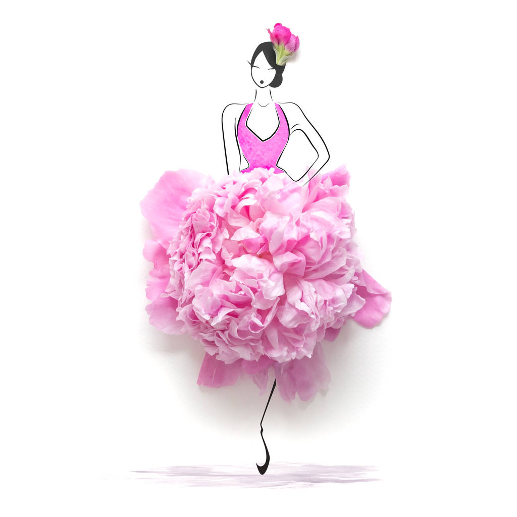 fashion illustration using flowers flower fashion illustration print with pink peony by fashion illustration using flowers flower fashion illustration print with pink peony by