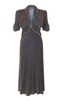 1940s Style Silk Velvet Dress In Mink, 2 of 3