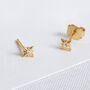 Gold Cosmic North Star White Topaz Tiny Stud Earrings, thumbnail 1 of 8